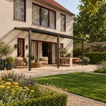 Terrassenüberdachung Plus 7 x 2,5 Meter Mattschwarz opales Polycarbonat moderne Rinne – Gartenleben