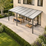 Terrassenüberdachung Plus 7 x 3 Meter Anthrazit Opal Polycarbonat moderne Rinne – Dachansicht