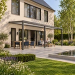 Terrassenüberdachung Plus 7,03 x 3,0 Meter Anthrazit Opal-Polycarbonat moderne Rinne – Gartenleben