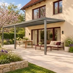 Terrassenüberdachung Plus 7 x 3,5 Meter Anthrazit Opal Polycarbonat moderne Rinne – Seitenansicht