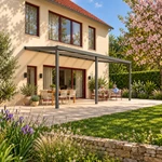 Terrassenüberdachung Plus 7 x 3,5 Meter Anthrazit Opal Polycarbonat moderne Rinne – Gartenleben