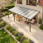 Terrassenüberdachung Plus 7 x 3,5 Meter Anthrazit Opal Polycarbonat moderne Rinne – Gartenblick