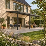 Terrassenüberdachung Plus 7 x 4 Meter Anthrazit opales Polycarbonat moderne Rinne – Gartenleben