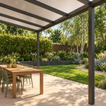 Terrassenüberdachung Plus 8 x 3 Meter Anthrazit opales Polycarbonat moderne Rinne – Unteransicht