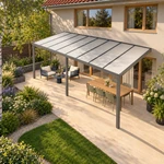 Terrassenüberdachung Plus 8 x 3 Meter Anthrazit opales Polycarbonat moderne Rinne – Dachansicht