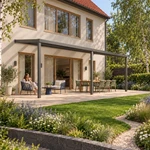 Terrassenüberdachung Plus 8 x 3 Meter Anthrazit opales Polycarbonat moderne Rinne – Gartenleben