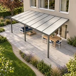 Terrassenüberdachung Plus 8 x 4 Meter Anthrazit Opal Polycarbonat moderne Rinne – Dachansicht