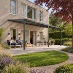 Terrassenüberdachung Plus 8 x 4 Meter Anthrazit Opal Polycarbonat moderne Rinne – Gartenleben
