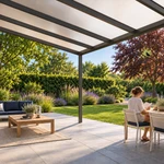 Terrassenüberdachung Plus 8 x 4 Meter Anthrazit Opal Polycarbonat moderne Rinne – Gartenblick