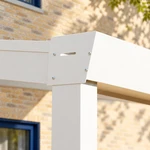 Terrassenüberdachung Plus 8,03 x 4,0 Meter Mattweiß Opal-Polycarbonat moderne Rinne – Verbindungsdetail