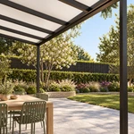 Terrassenüberdachung Plus 9,03 x 2,5 Meter Mattschwarz Opal Polycarbonat moderne Rinne – Unter dem Dach