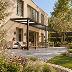 Terrassenüberdachung Plus 9,03 x 2,5 Meter Mattschwarz Opal Polycarbonat moderne Rinne – Gartenleben