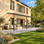 Terrassenüberdachung Plus 9,03 x 3 Meter Anthrazit Opal Polycarbonat moderne Rinne – Gartenblick