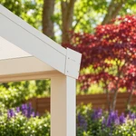 Terrassenüberdachung Plus 9,03 x 3 Meter Mattweiß Opal-Polycarbonat moderne Rinne – Eckdetail
