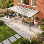 Terrassenüberdachung Plus 9 x 3,5 Meter Anthrazit opales Polycarbonat moderne Rinne – Dachansicht