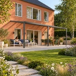 Terrassenüberdachung Plus 9 x 3,5 Meter Anthrazit opales Polycarbonat moderne Rinne – Gartenleben
