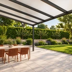 Terrassenüberdachung Plus 9 x 4 Meter Anthrazit opales Polycarbonat moderne Rinne – Unteransicht