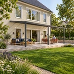 Terrassenüberdachung Plus 9 x 4 Meter Anthrazit opales Polycarbonat moderne Rinne – Gartenleben