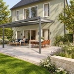 Terrassenüberdachung Plus 9 x 4 Meter Anthrazit opales Polycarbonat moderne Rinne – Gartenblick