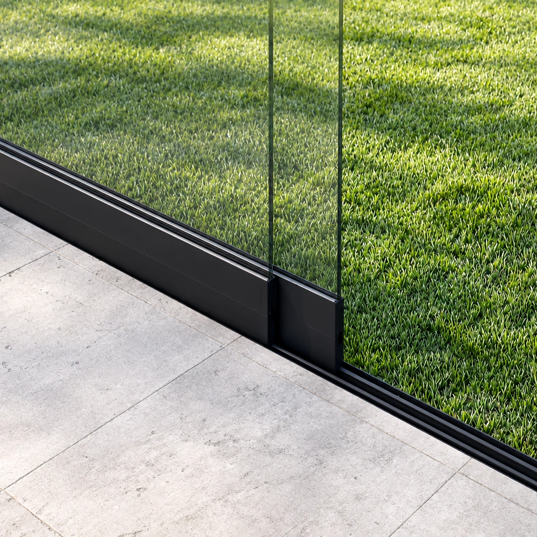 2-spurige Glasschiebewand Mattschwarz 2-spurige Glasschiebewand Mattschwarz