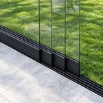 4-spurige Glasschiebewand Mattschwarz