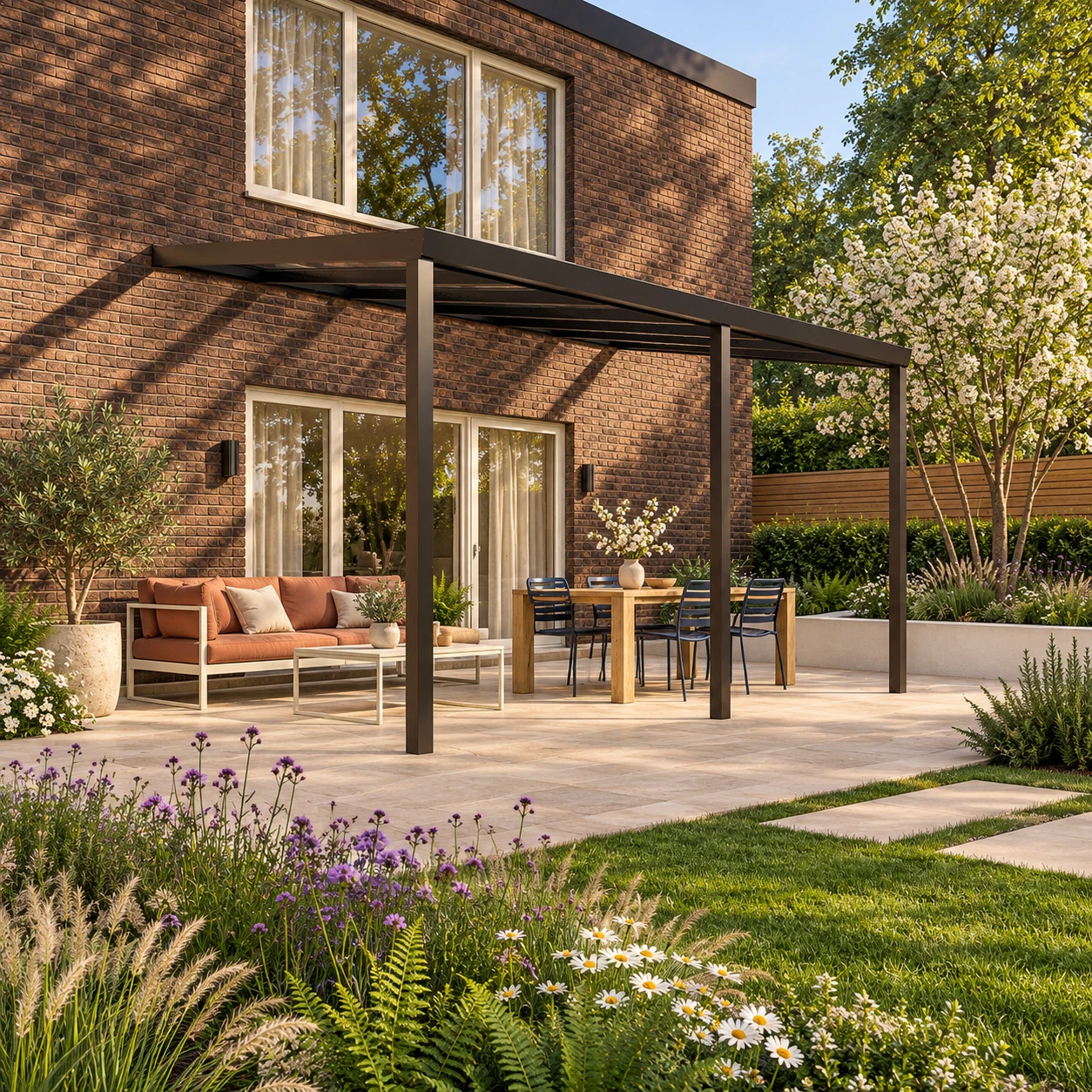 Terrassenüberdachung Glasdach 6,03 x 4,0 Meter Mattschwarz – Produktansicht 1 Terrassenüberdachung Glasdach 6,03 x 4,0 Meter Mattschwarz – Produktansicht 1