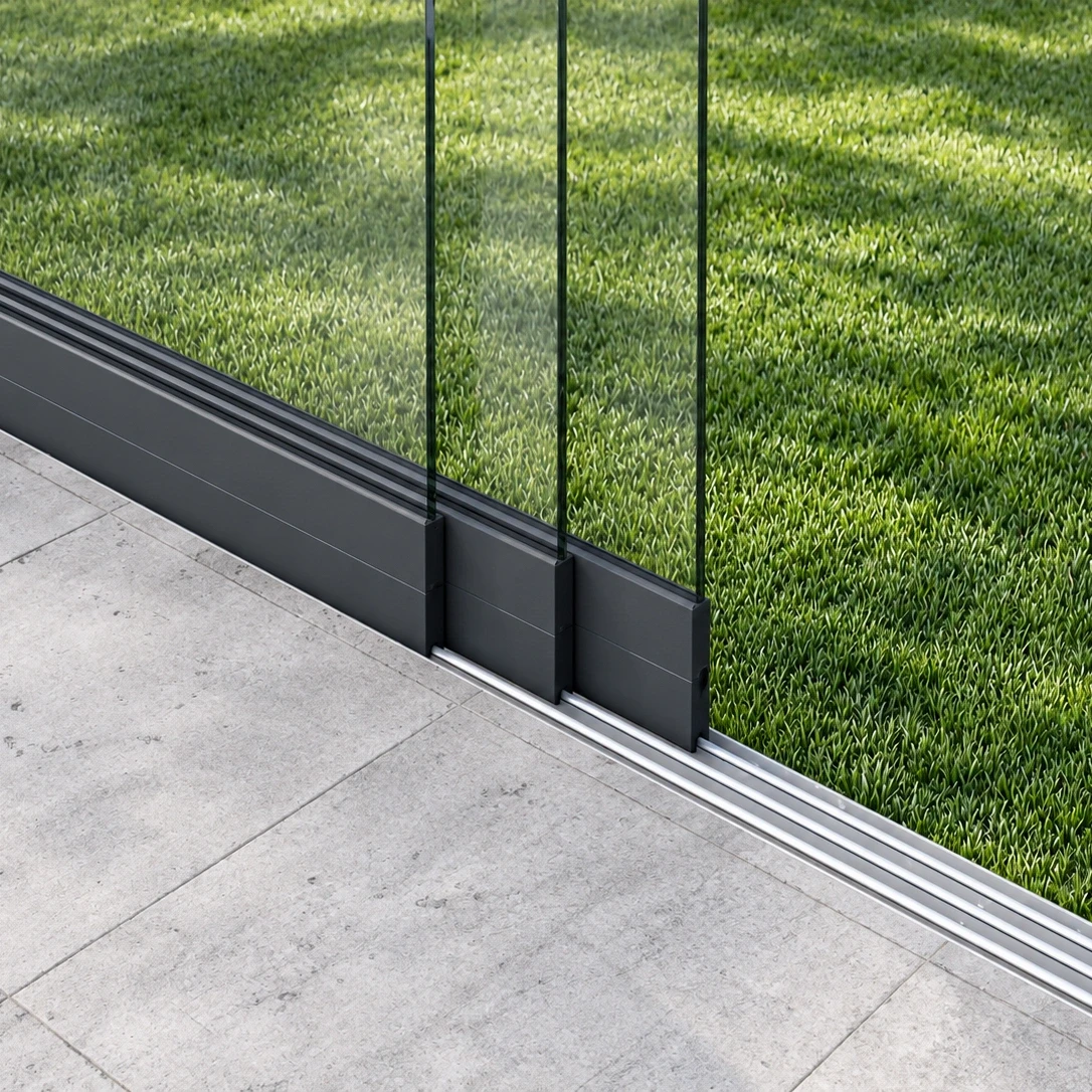 3-spurige Glasschiebewand Anthrazit 3-spurige Glasschiebewand Anthrazit