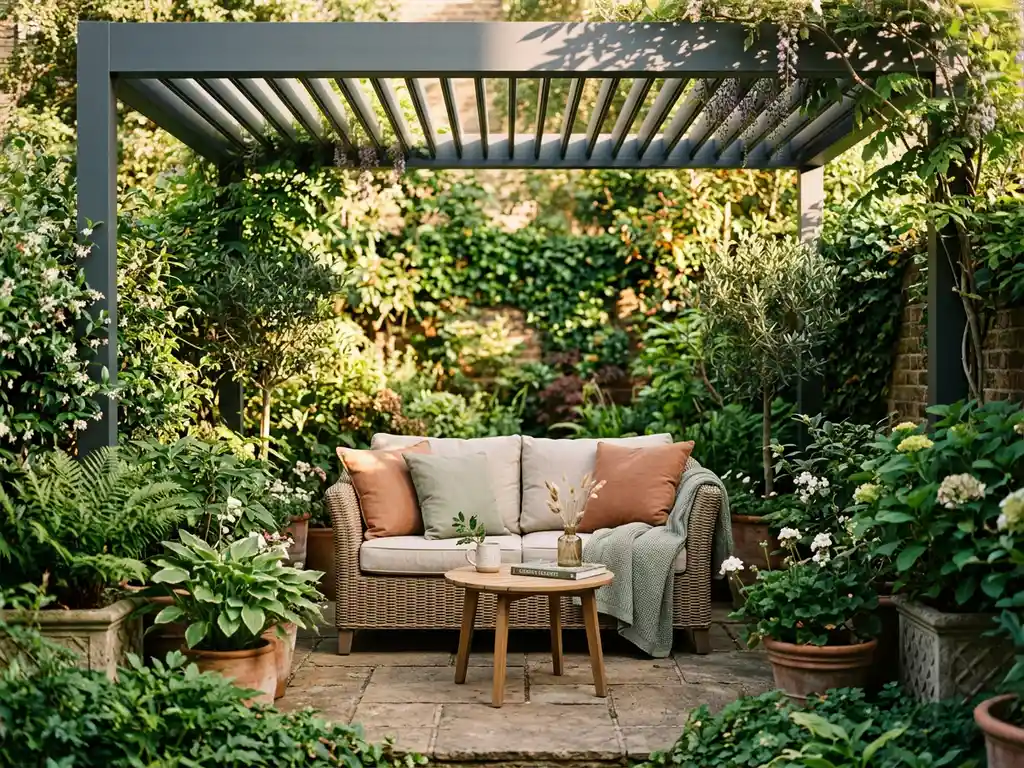 Wie stellst du eine Loungegruppe im kleinen Garten auf?