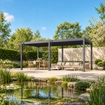 Lamellendach Intro Plus 6 x 3.6 Meter Anthrazit – Gesamtansicht im Garten
