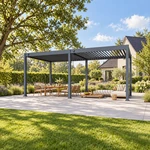 Lamellendach Intro Plus 7.2 x 3.6 Meter Anthrazit – Gesamtansicht im Garten